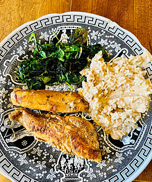 Chicken, spinach, white bean garlic mash